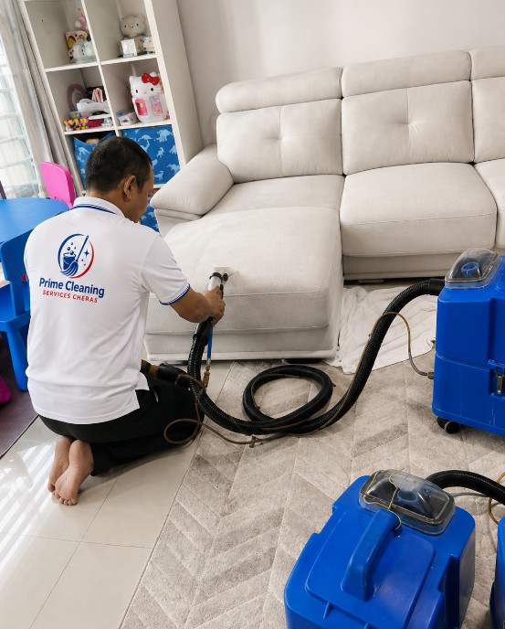 Sofa cleaning service in a Cheras living room