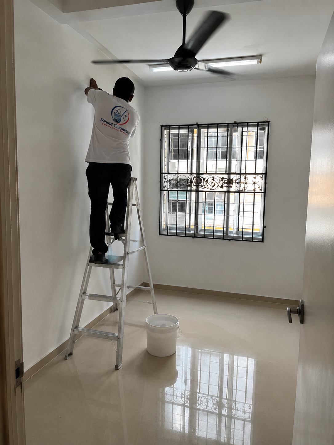 Prime cleaner detailing a newly-renovated Cheras apartment